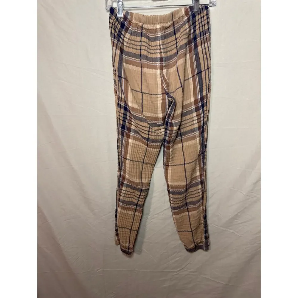 Aerie Brown Blue Tan Patterned Casual Lounge Pants Women Size XS Regular